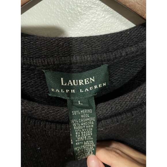 Lauren Ralph Lauren Sweater Womens Large Black Angora Cashmere Wool Roll Neck - Picture 7 of 9